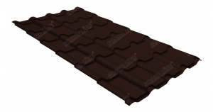 Металлочерепица камея Grand Line 0,5 GreenCoat Pural BT, matt RR 887 шоколадно-коричневый (RAL 8017 