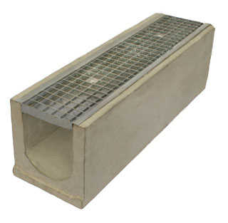 16801 Лоток водоотводный бетонный коробчатый (СО-300мм), с чугунной насадкой, с водосливом КUв 100.3