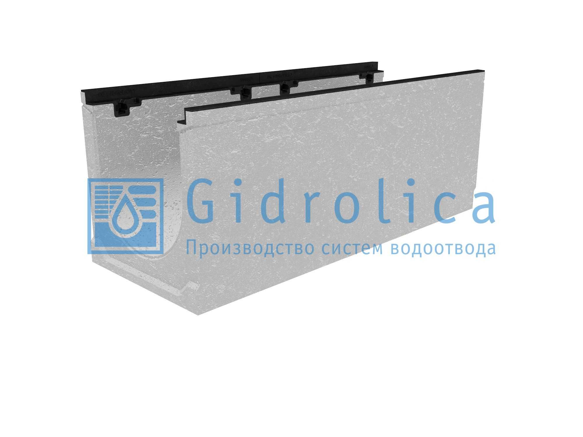 40630108 Лоток водоотводный бетонный коробчатый (СО300 мм), с чугунной насадкой, с уклоном 0,5% КUу